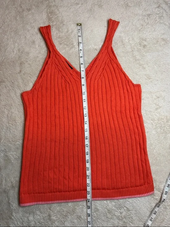 Talbots Bright Orange Ribbed V-Neck Tank - Picture 6 of 8